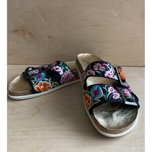 Free People Embroidered Gold Slides Sandals Women’s 39 8